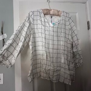 Skies Are Blue Checkered Blouse in White and Black